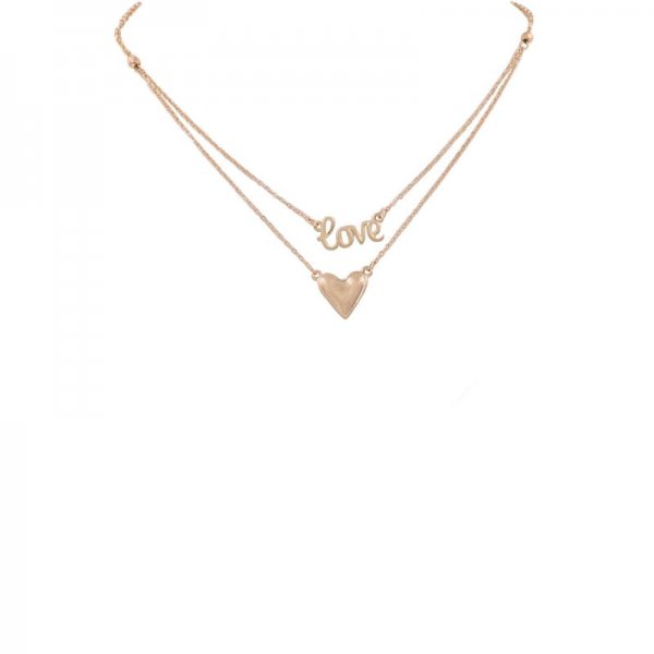 'LOVE' Heart Pendant Layered Necklace