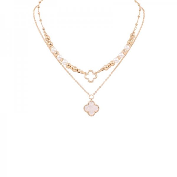 Quatrefoil Pendant Layered Necklace